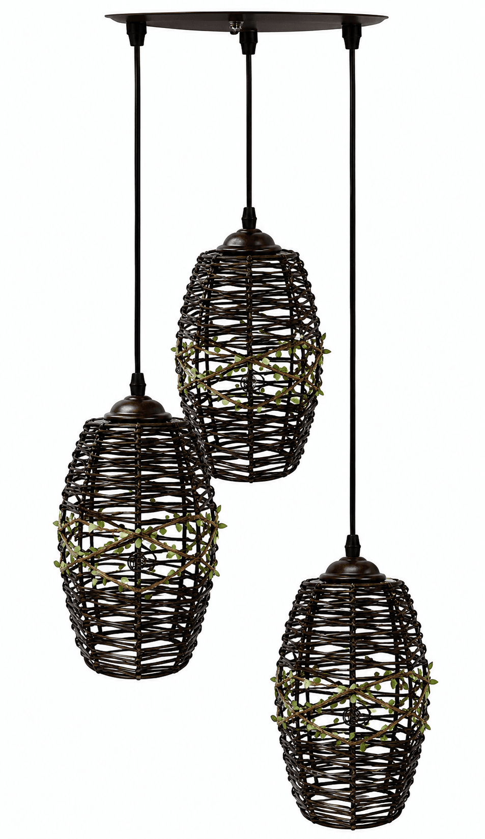 Lámpara Colgante Artesanal de Ratán 3 Luces