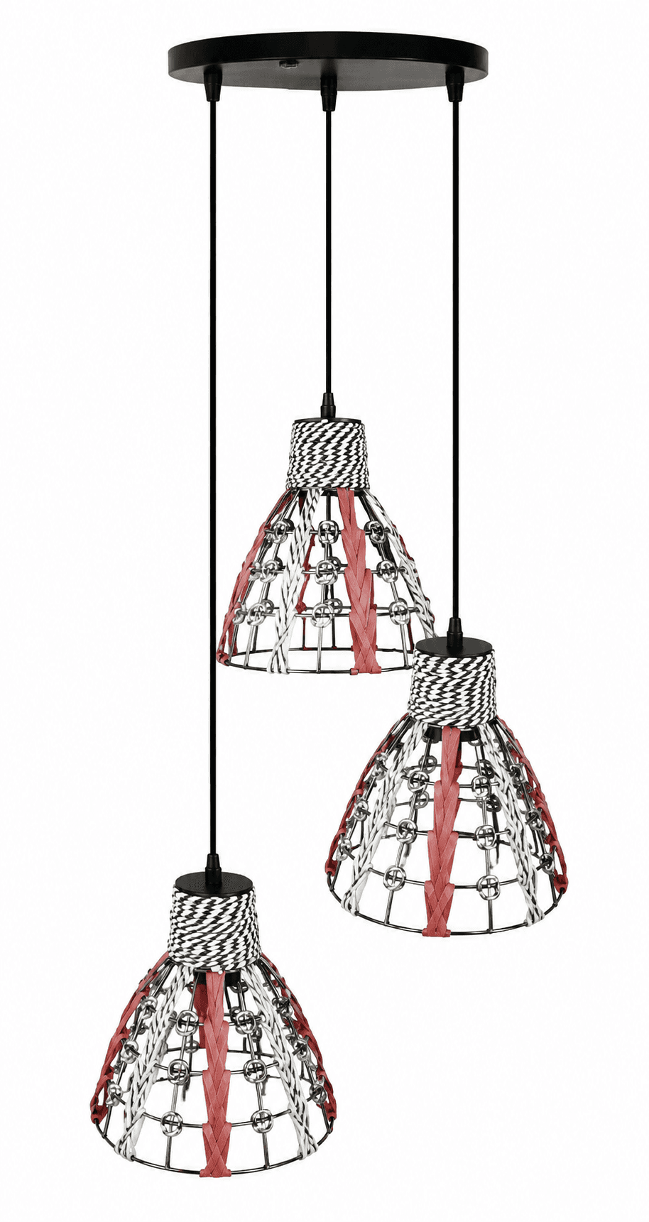 Lámpara Colgante Artesanal Mimbre 3 Luces
