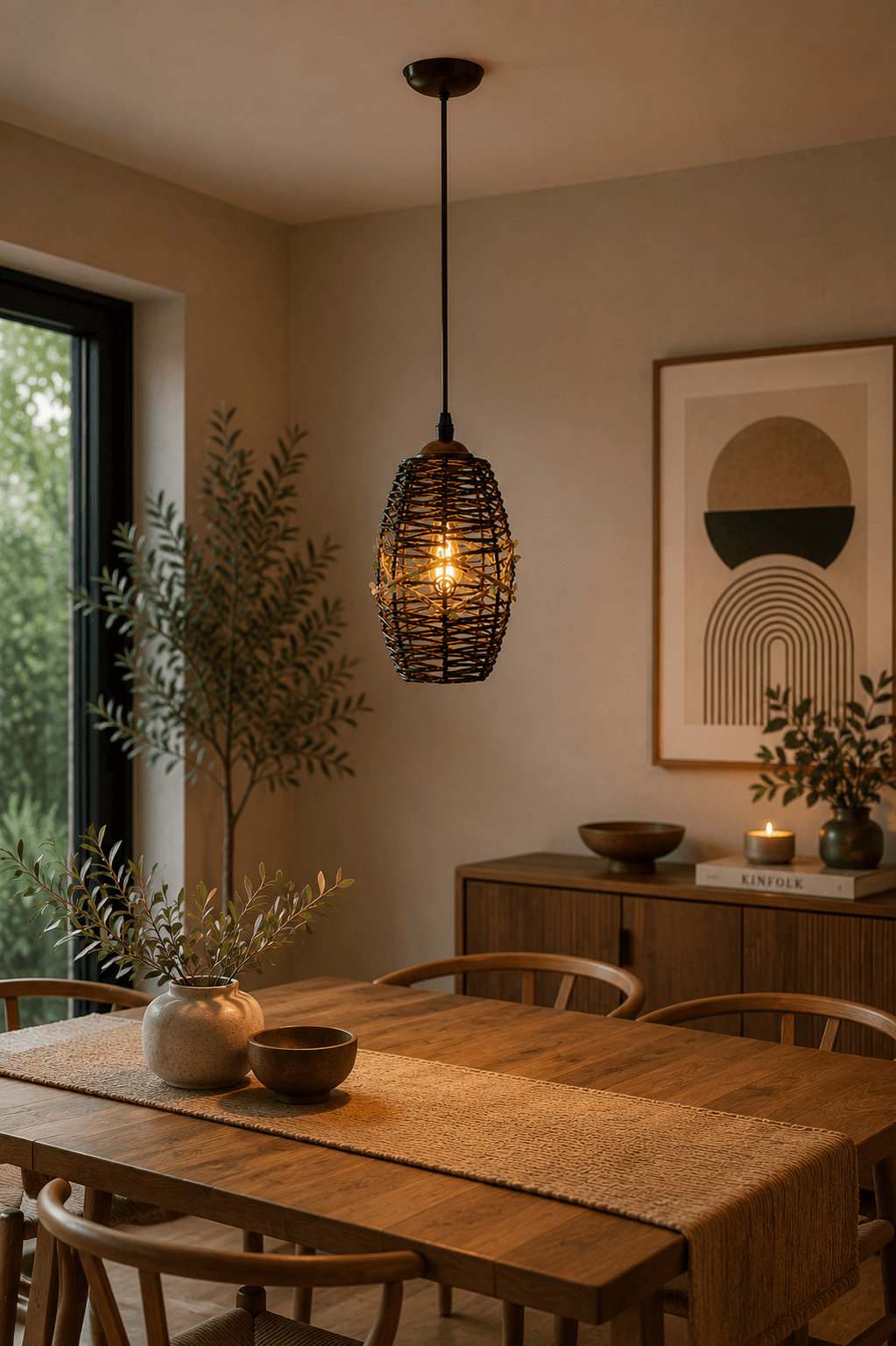 Lámpara Colgante Artesanal de Ratán 1 luz