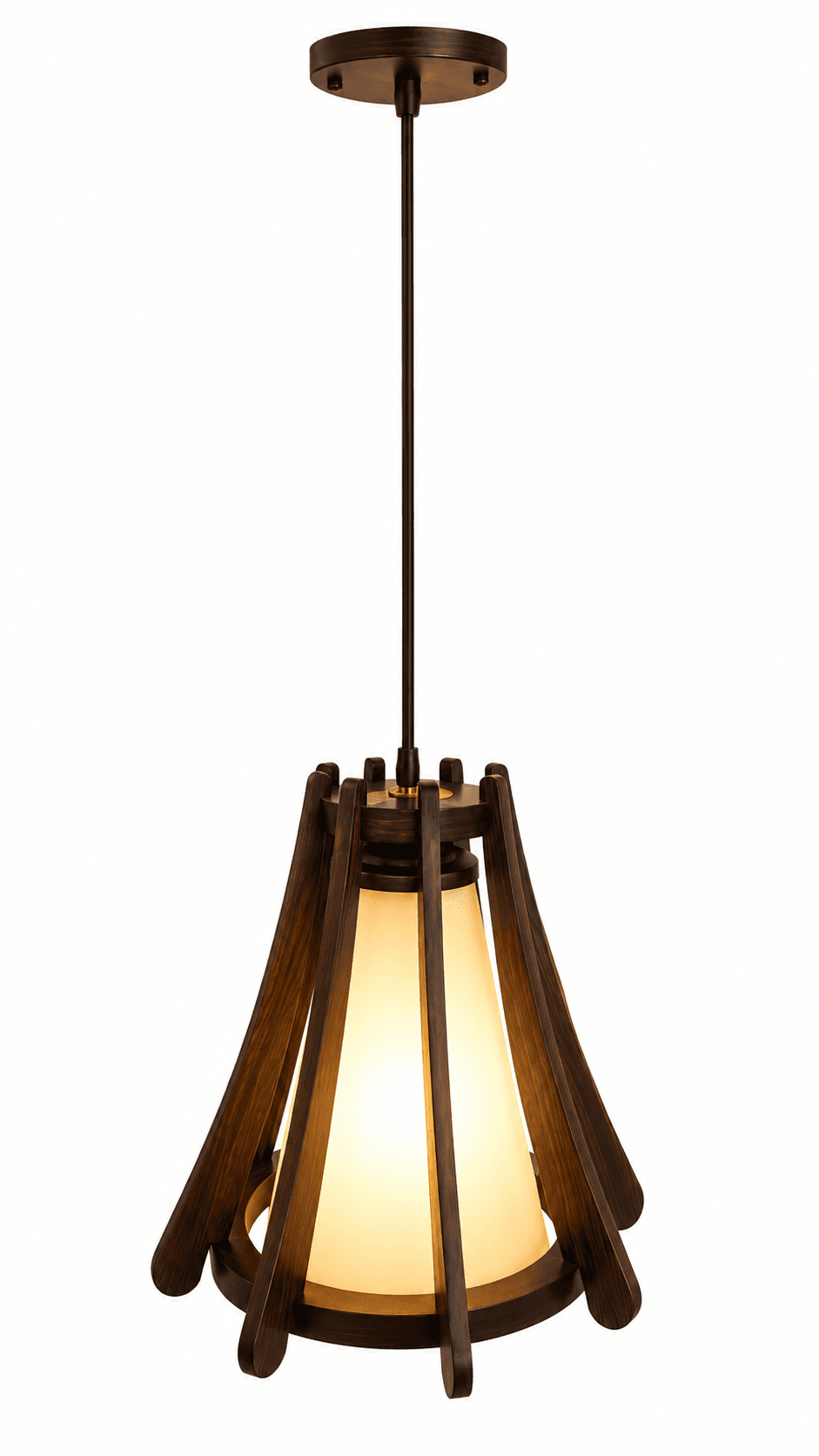 Lámpara Colgante de Madera Diseño Artesanal Contemporáneo 1 luz