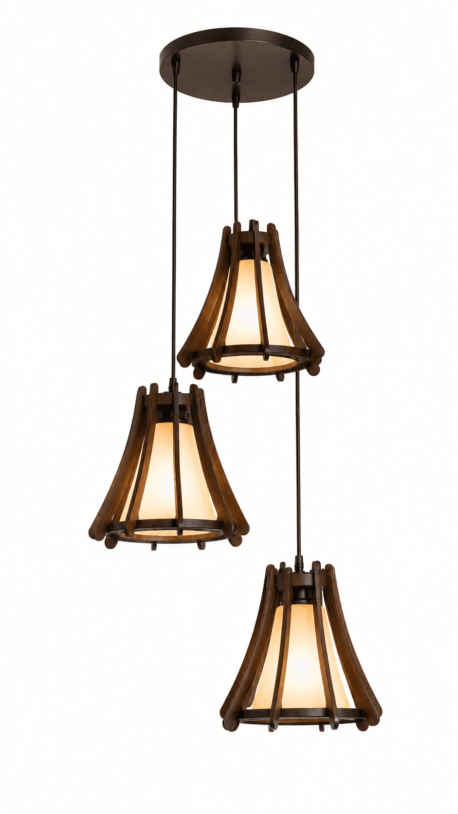 Lámpara Colgante de Madera 3 Luces – Diseño Artesanal