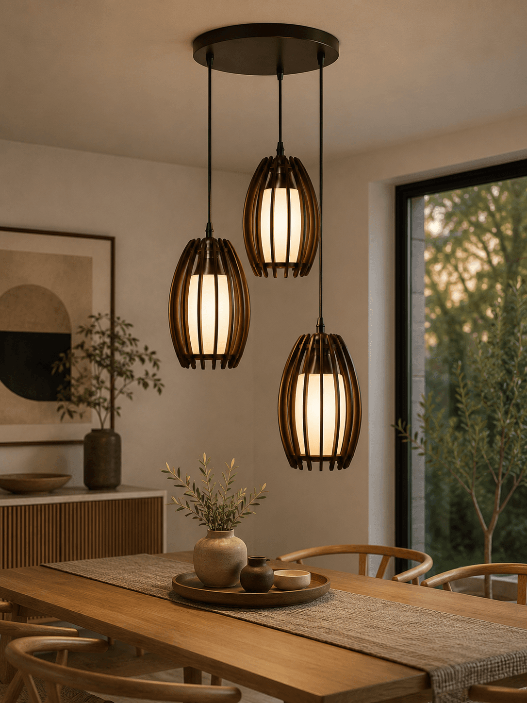 Lámpara Colgante Ovalada 3 Luces
