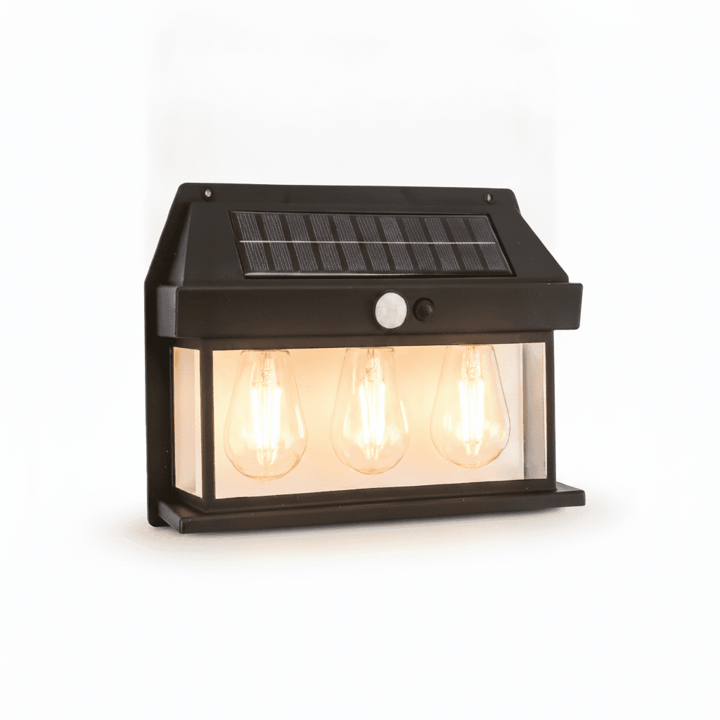 Aplique Solar LED 3 Luces 1600 lm con Sensor de Movimiento