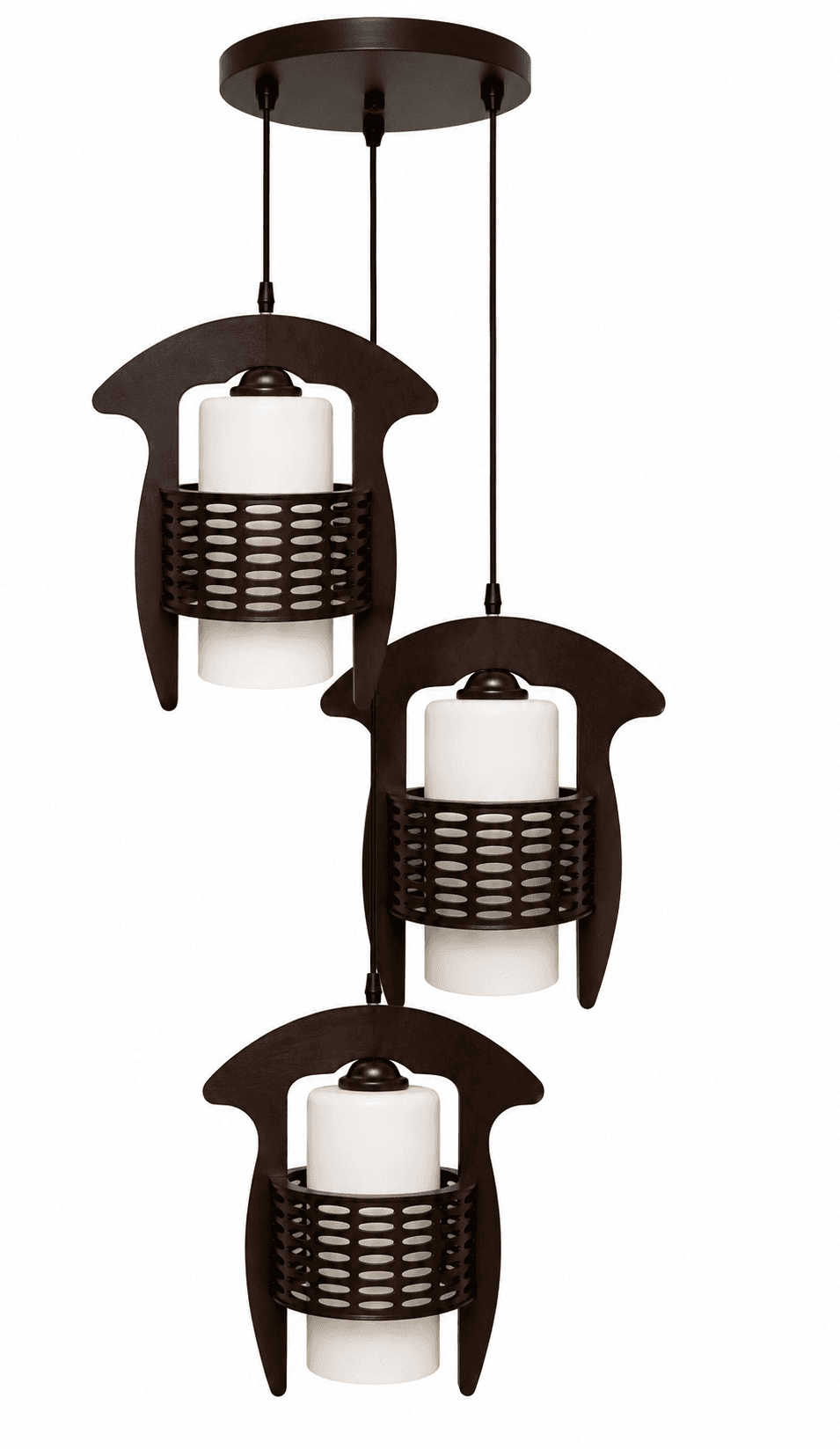 Lámpara Colgante Cónica de Madera 3 Luces