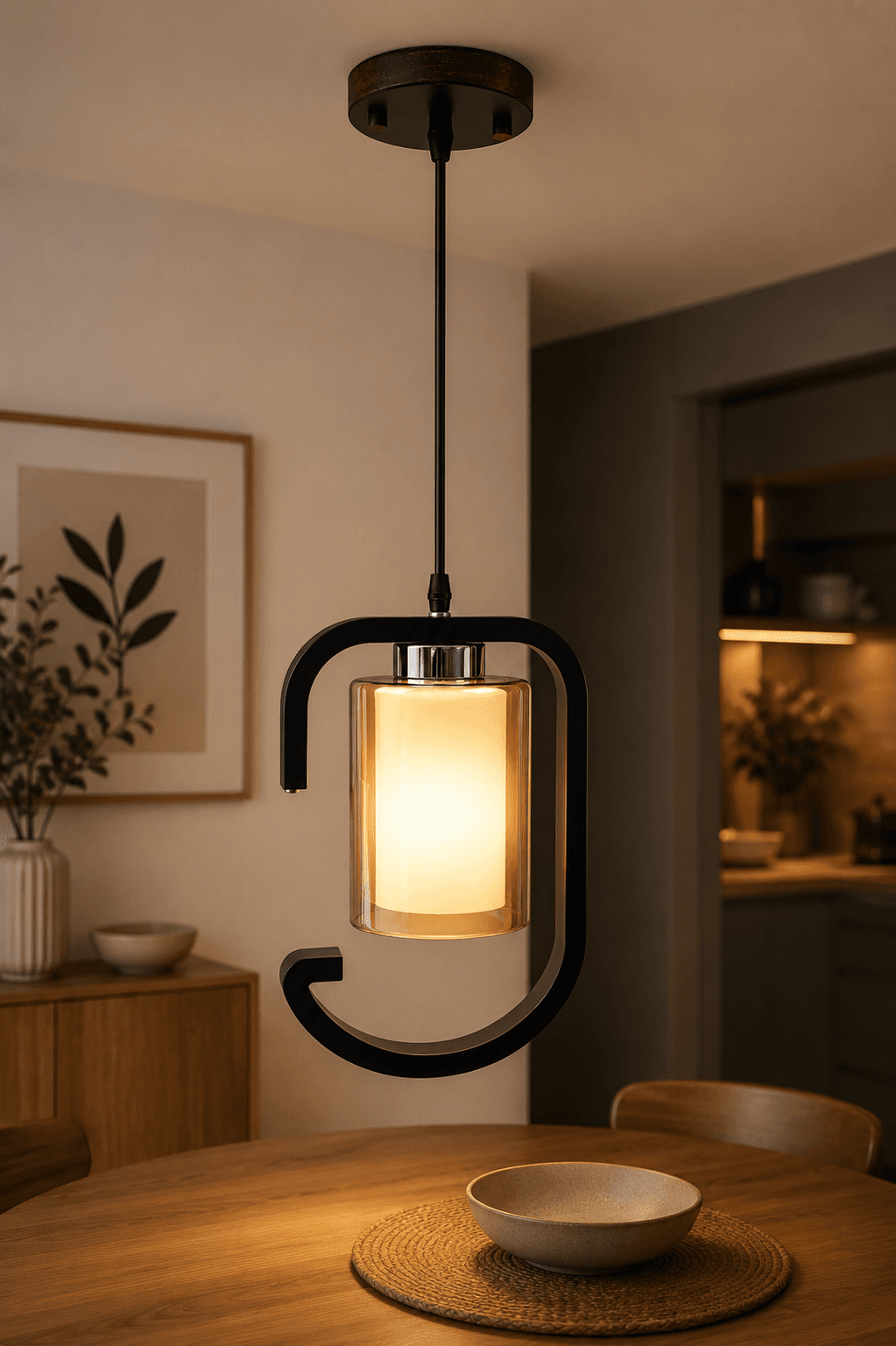 Lámpara Colgante Diseño Curvo 1 Luz