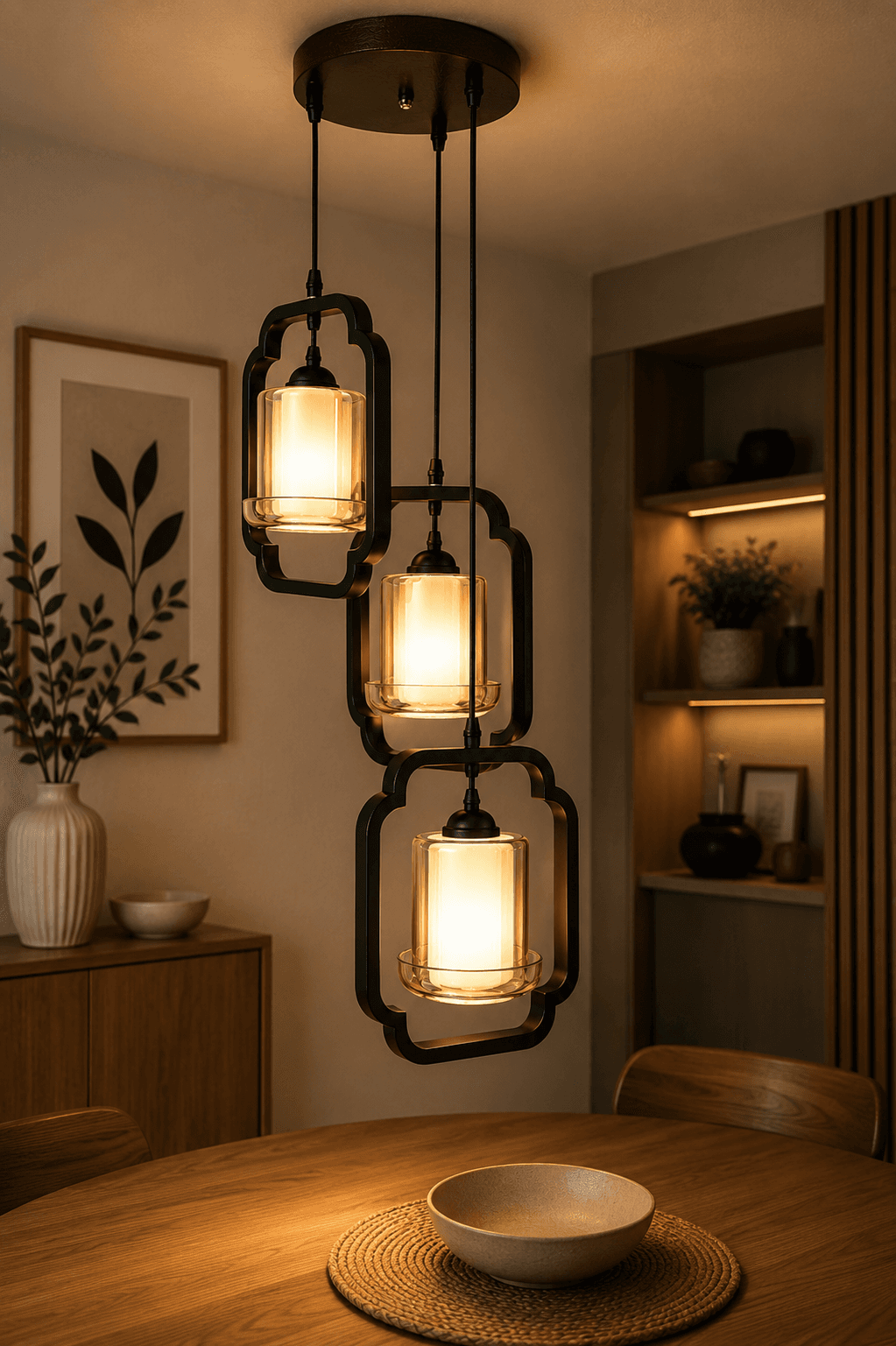 Lámpara Colgante Diseño Geométrico 3 luces