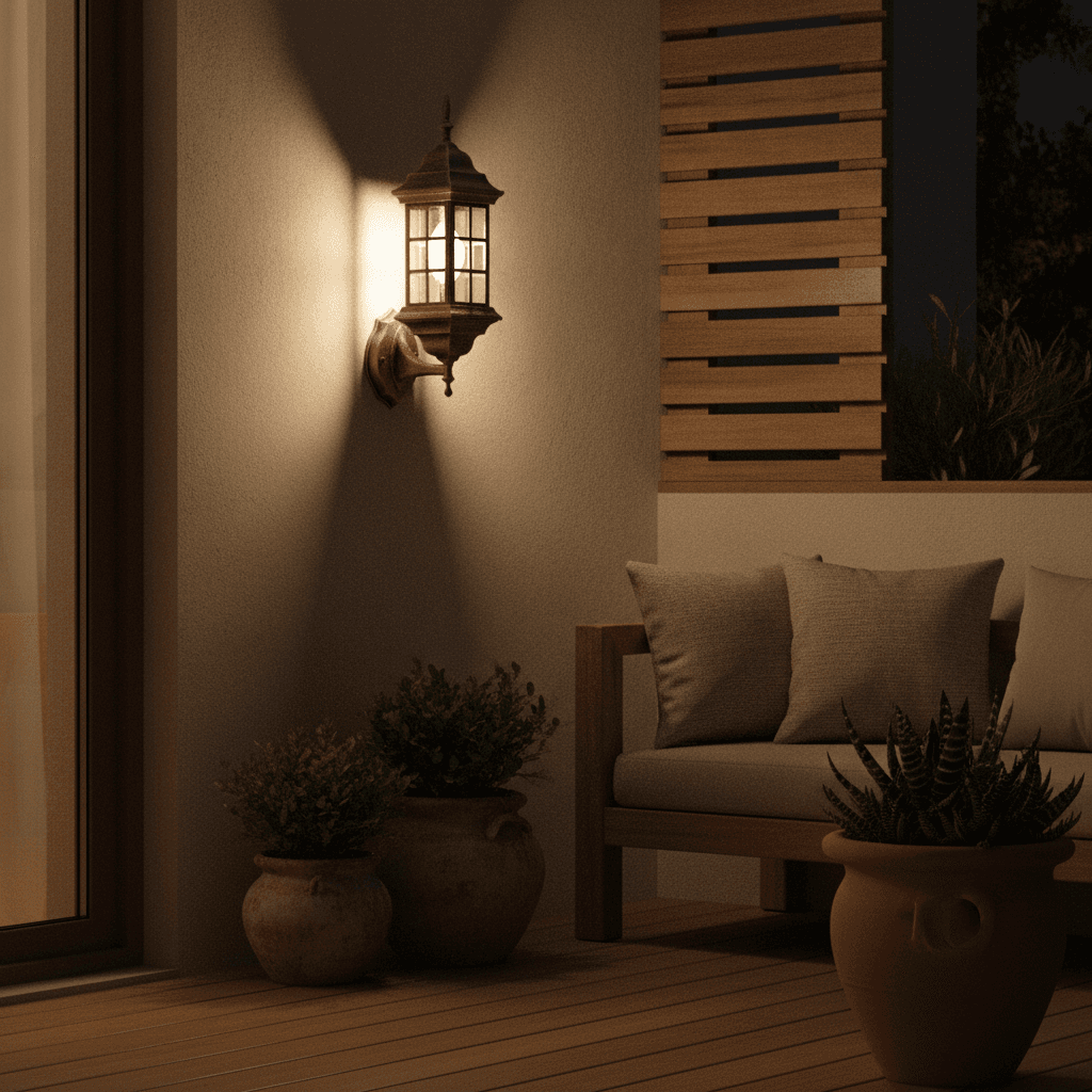 Farol Casita Muro Mediano Envejecido
