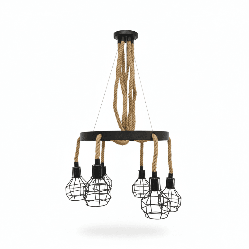 Lámpara Colgante Cuerda 6 Luces