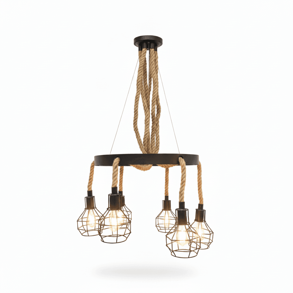 Lámpara Colgante Cuerda 6 Luces