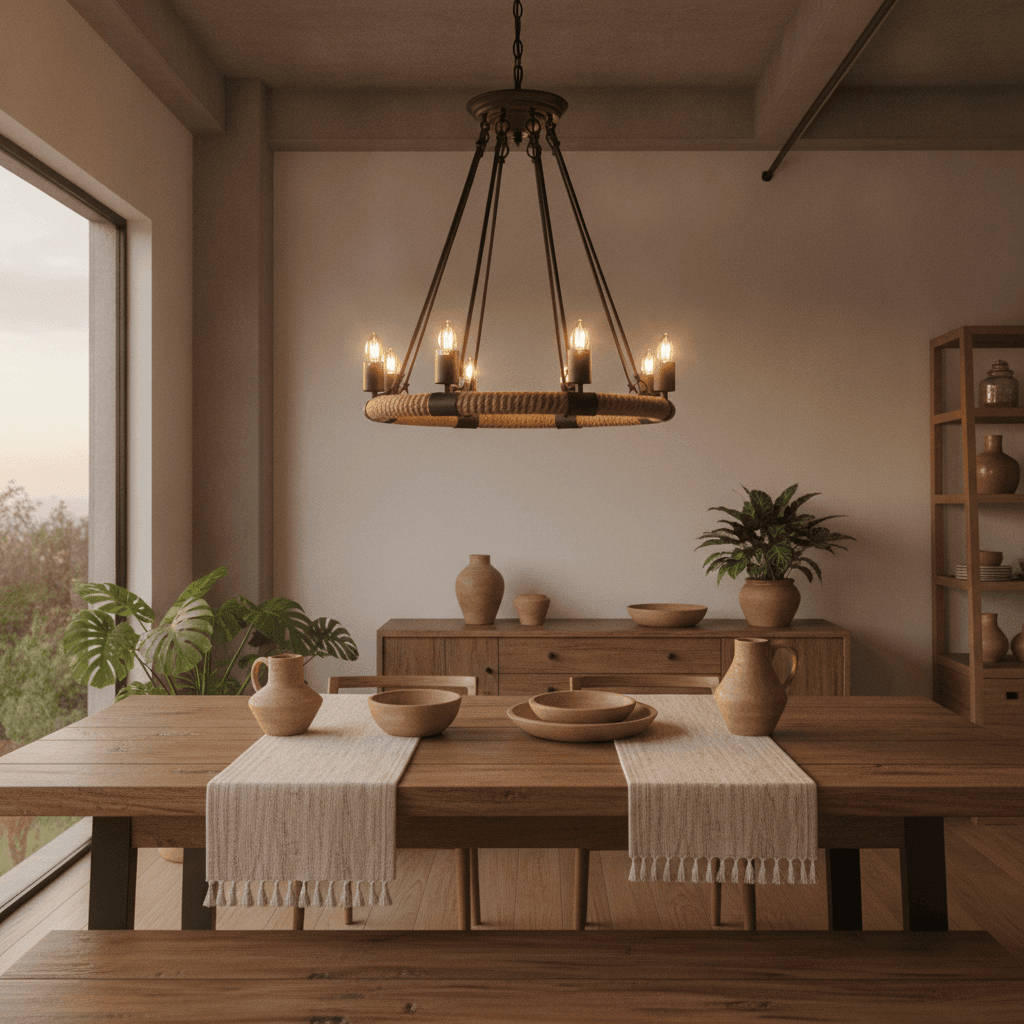 Lámpara Colgante Cuerda 8 Luces