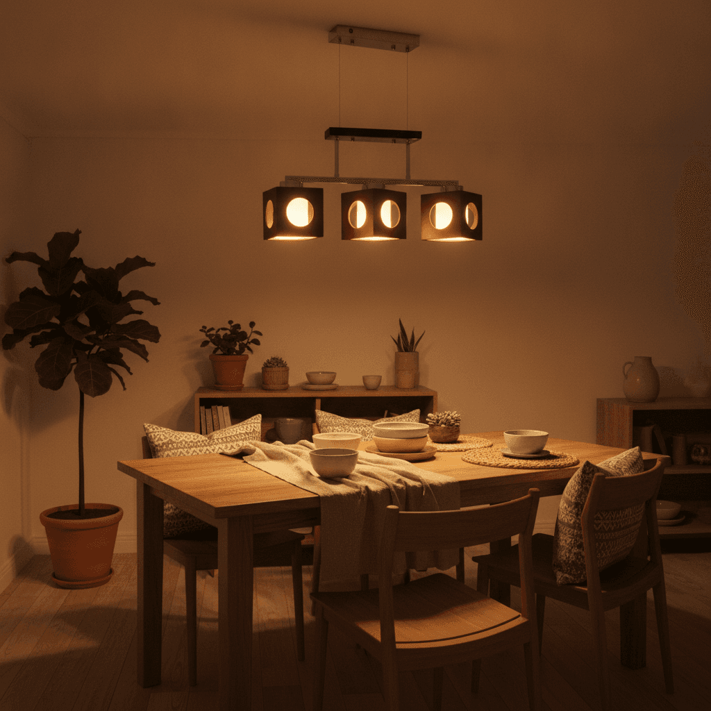 Lámpara Colgante Madera 3 Luces