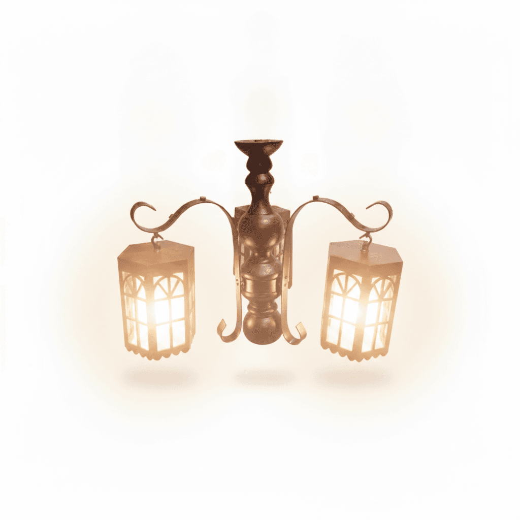 Lámpara Colonial Madera 3 Luces