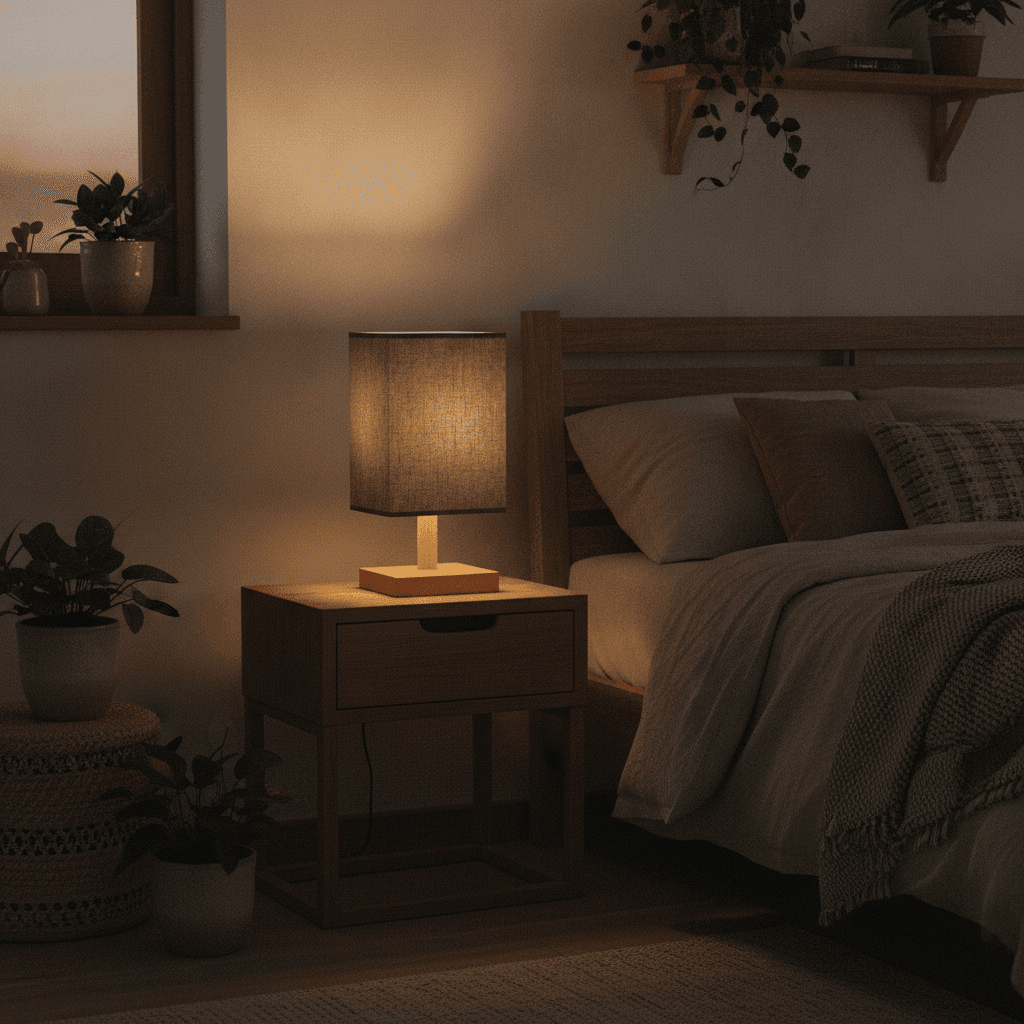 Velador Madera 1 Luz Gris