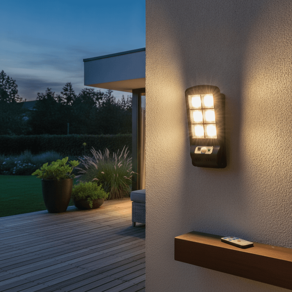 Foco Led Mural De Inducción Solar 96 Leds Sensor De Movimiento + Control Remoto